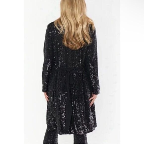 Show me your MuMu NWT Encore Kimono Black Midnight Glitz Sequins Wrap Dress XXL - Picture 5 of 7